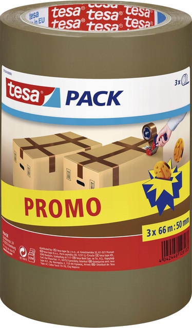 Ruban d'emballage tesapack® 66mx50mm brun lot promo 3 rouleaux