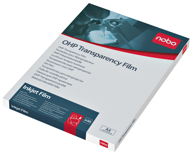 Film rétroprojection transparent Nobo A4 pour imprimante jet d'encre 50 pièces