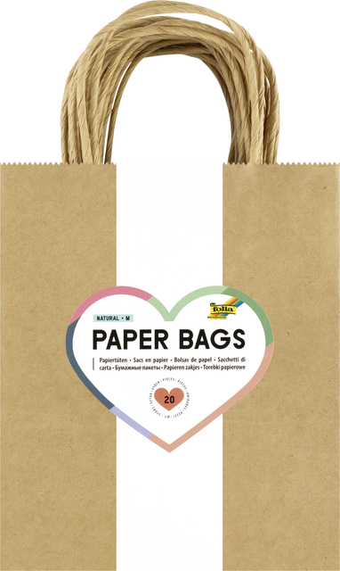 Sac en papier avec poignées 125g 18x21x8cm kraft naturel 20 pièces