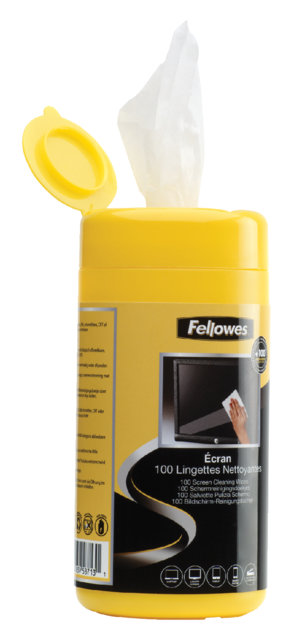 Lingettes nettoyantes Fellowes pour écran distributeur 100 lingettes