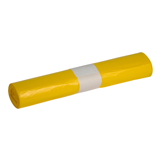 Afvalzak Powersterko HDPE T23 58x100cm 70L geel rol à 25 stuks