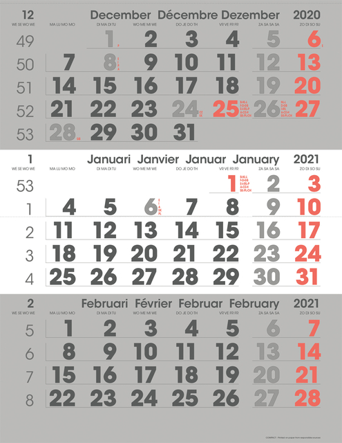 3-Maandkalender 2025 INNI Manager compact-formaat