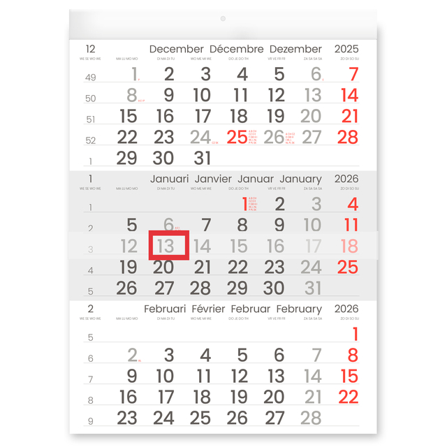 3-Maandkalender 2026 INNI Manager compact-formaat
