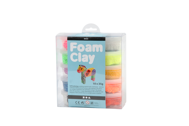 Pâte à modeler Foam Clay Base 10x 35g assorti