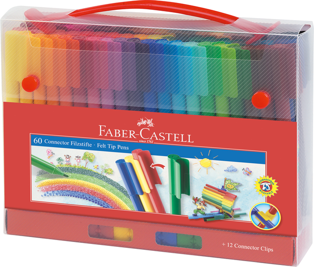 Feutre couleur Faber Castell Connector mallette 60 pièces assorti