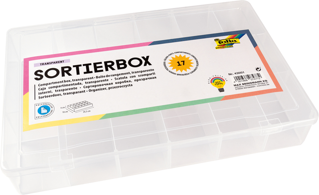 Boîte de rangement Folia 17 compartiments 18x26,5x4cm transparent