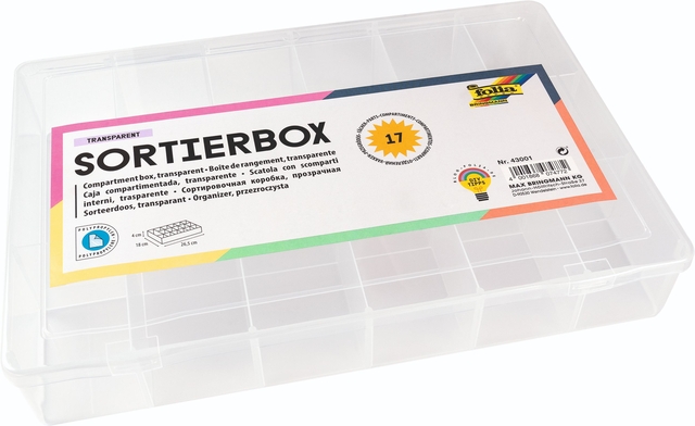 Boîte de rangement Folia 17 compartiments 18x26,5x4cm transparent