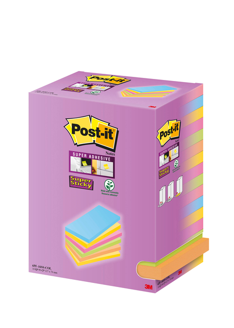 Memoblok Post-it 655 127x76mm assorti 16 stuks