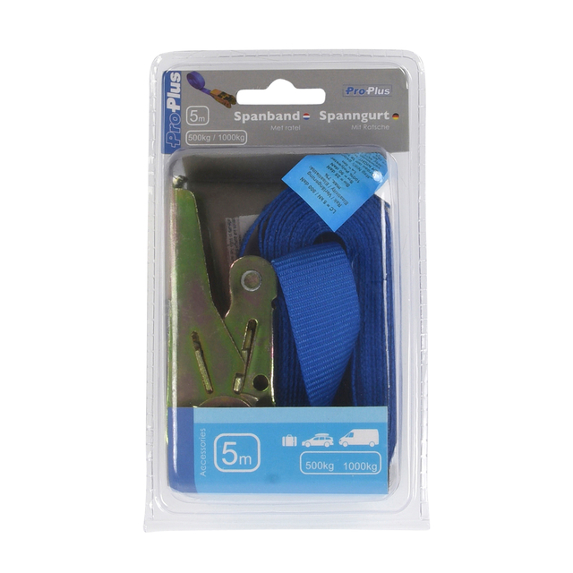 Sangle d'arrimage ProPlus bleu avec tendeur à cliquet 5m