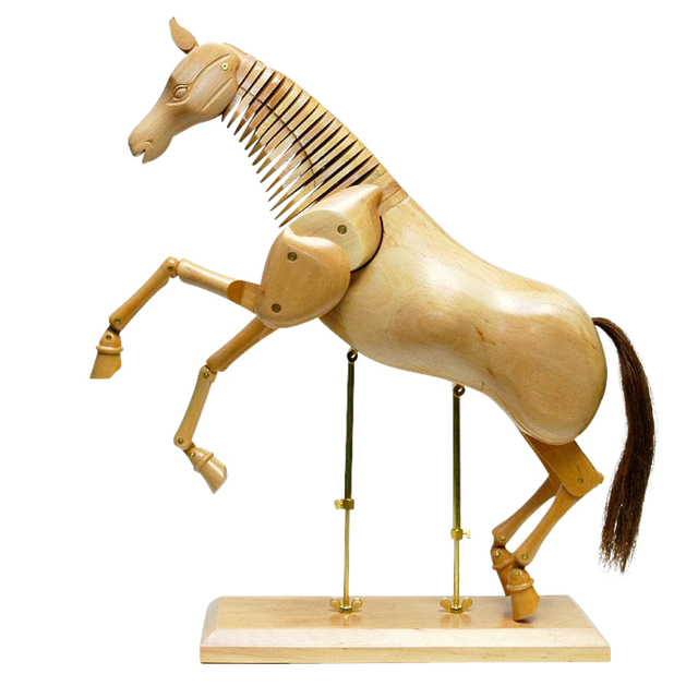 Statuette cheval Conda 50cm bois naturel