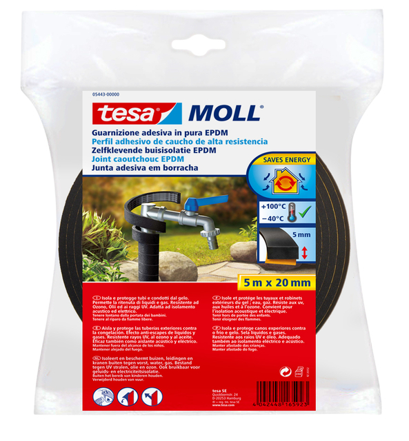 Buisisolatie tesamoll® Zelfklevend 5mx20mm zwart