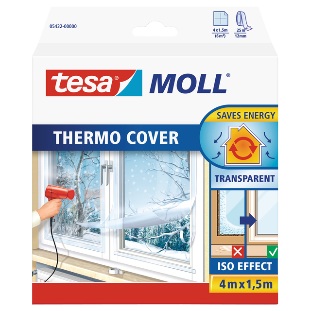 Film survitrage tesa Moll® Thermo Cover pour fenêtres 4x1,5m transparent