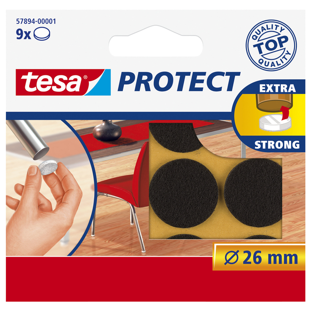 Feutrine anti-rayures tesa® Protect Ø26mm brun 12 pièces