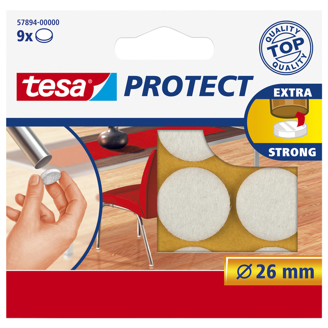 Feutrine anti-rayures tesa® Protect Ø26mm blanc 12 pièces