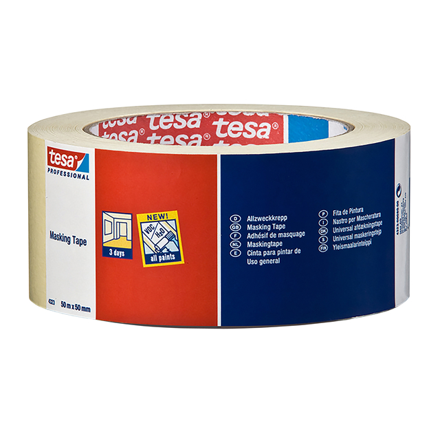 Afplaktape tesa® Professional 4323 50mmx50m lichtcrème