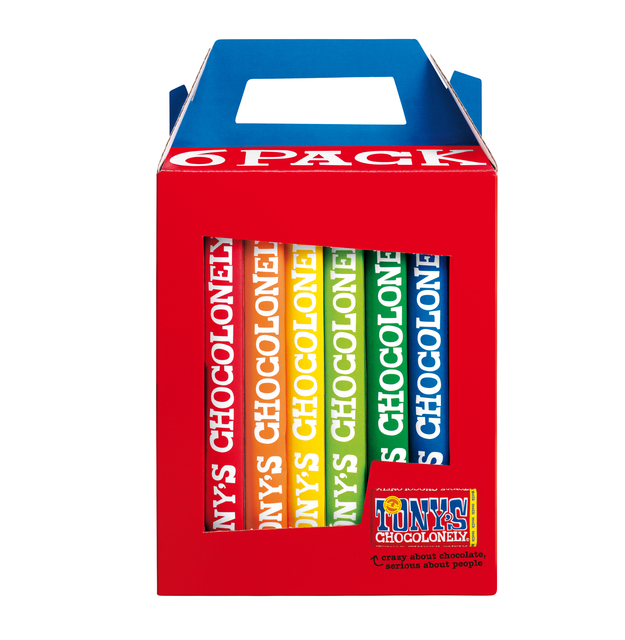 Chocolat Tony''s Chocolonely Paquet Rainbow Classic 6 tablettes 180g