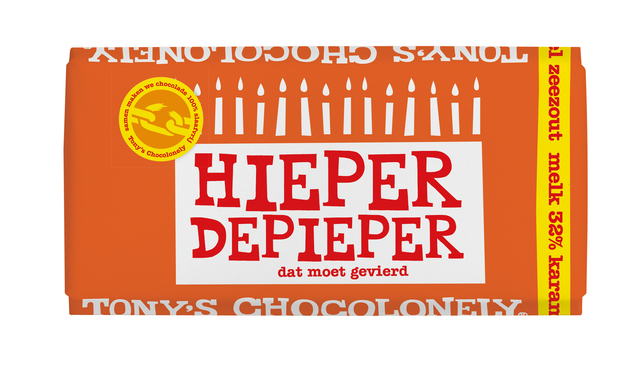 Chocolat Tony''s Chocolonely barre 180g caramel sel de mer "Hieper de pieper"