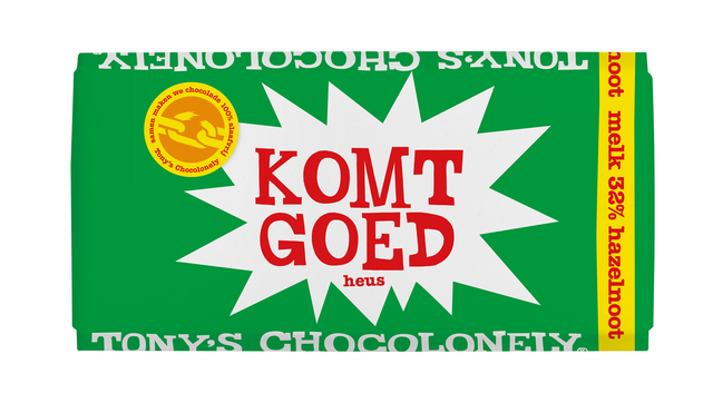 Chocolade Tony's Chocolonely melk noga blij met jou  reep 180g