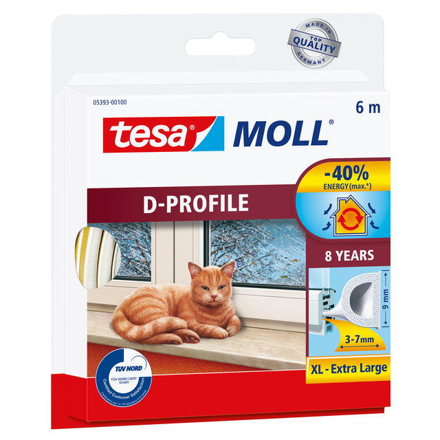 Joint de calfeutrage tesamoll® profil-D caoutchouc 6mx7mm blanc