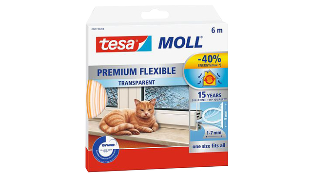 Ruban de calfeutrage tesamoll® Premium Flexible silicone 6mx9mm transparent