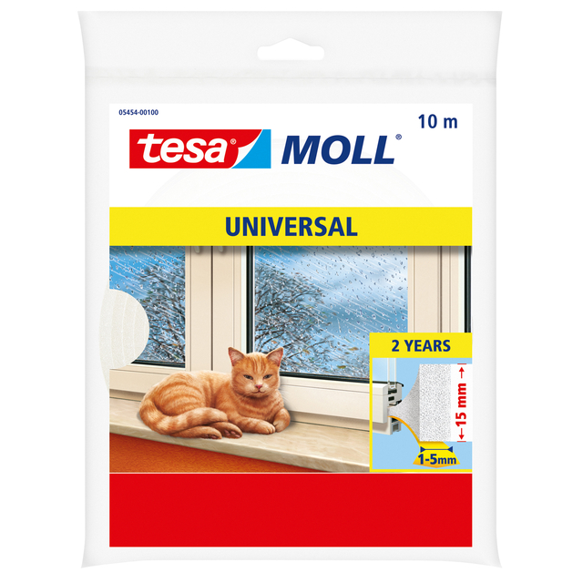 Joint de calfeutrage tesamoll® Universal forme biseautée autocollant 10mx15mm blanc