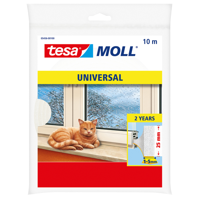 Joint de calfeutrage tesamoll® Universal forme biseautée autocollant 10mx25mm blanc