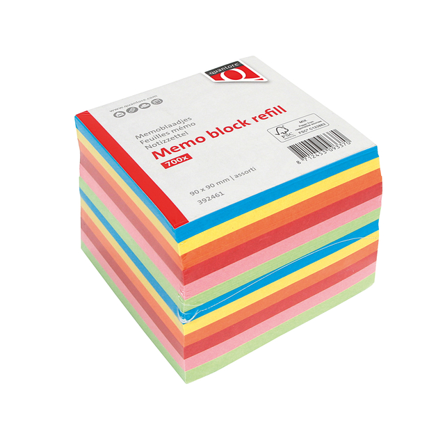 Bloc mémos Quantore 90x90mm 700 feuilles volantes assorti