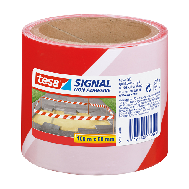 Ruban de signalisation tesa® Signal 100mx80mm rouge/blanc