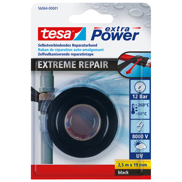 Reparatietape tesa® Extreme Repair 2.5mx19mm zwart