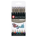 Fineliner Sakura Pigma Micron 05 basic set 6 kleuren