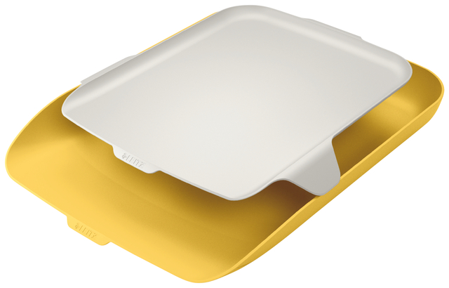 Corbeille à courrier Leitz Cosy avec organiseur de bureau jaune