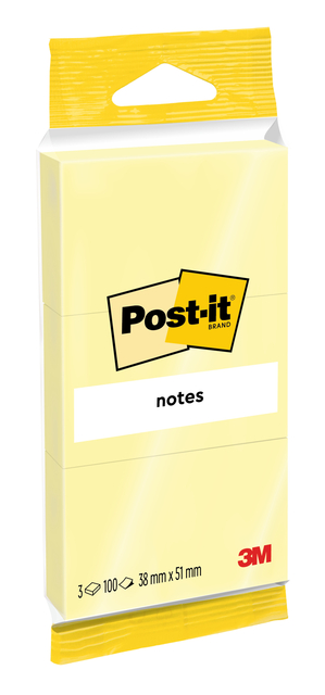 Bloc-mémos Post-it Notes 6810 38x51mm jaune canari 3 pièces