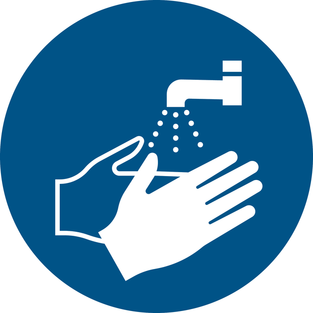 Pictogram bordje Djois Handen wassen verplicht Ø 200mm  Blauw