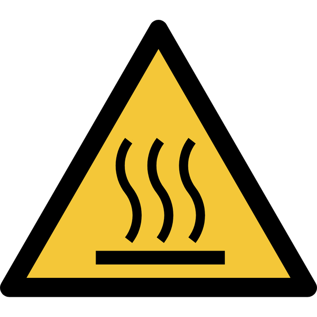 Pictogram bordje Djois Waarschuwing: heet oppervlak 200x176mm  Geel