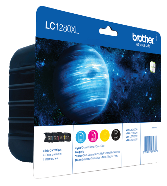 Inktcartridge Brother LC-1280XLVALBP zwart + 3 kleuren