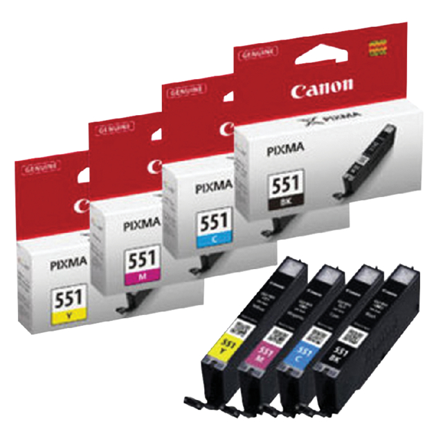 Inktcartridge Canon CLI-551 zwart + 3 kleuren