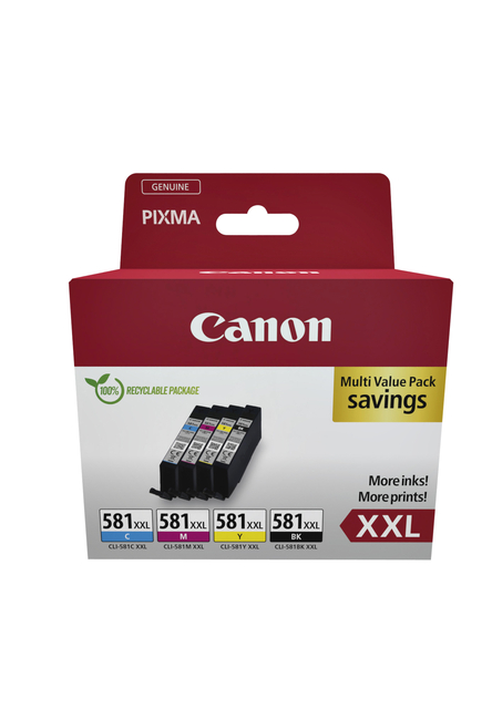 Cartouche d’encre Canon CLI-581XXL noir + 3 couleurs