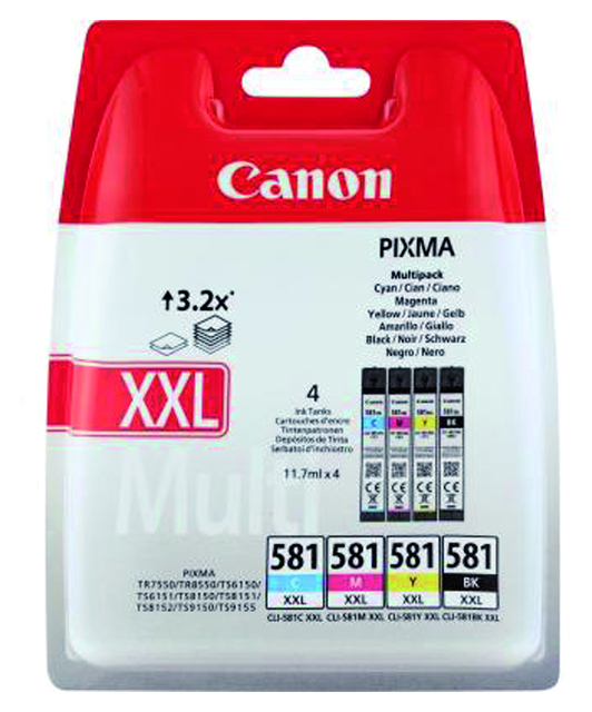 Inktcartridge Canon CLI-581XXL zwart + 3 kleuren