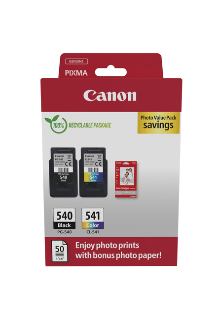 Inktcartridge Canon PG-540 CL-541 zw + kl + papier