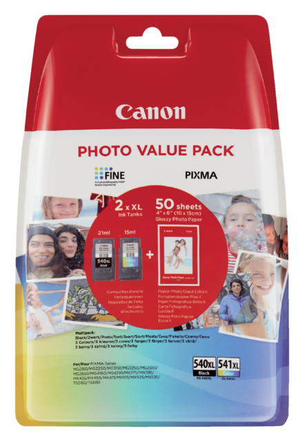 Cartouche d'encre Canon PG-540XL + CL541XL noir+couleur+papier