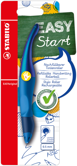 Rollerpen STABILO Easyoriginal linkshandig hologr ed M blauw blister