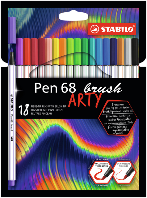 Feutre pinceau STABILO Arty Pen 568/18 assorti étui 18 pièces