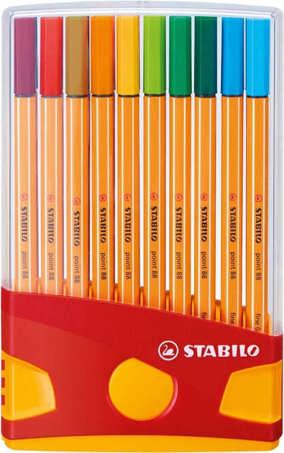 Fineliner STABILO point 88 ColorParade rollerset geel/rood F ass 20st