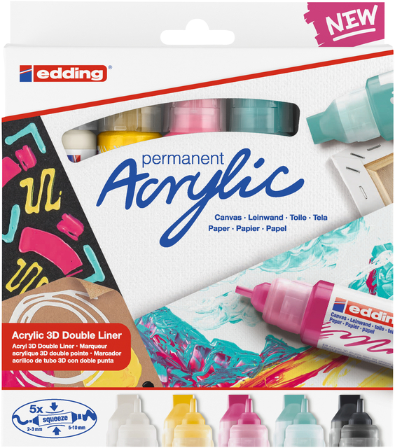 Acrylmarker edding e-5400 3D double liner medium basis assorti 5 stuks