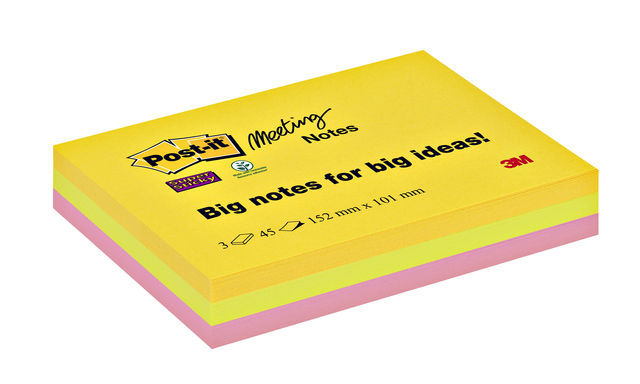 Bloc-mémos Post-it 6445 Super Sticky 152x101mm assorti 3 pièces