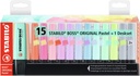 Surligneur Stabilo BOSS Orginal 70/15 pastel assorti set bureau 15 pièces