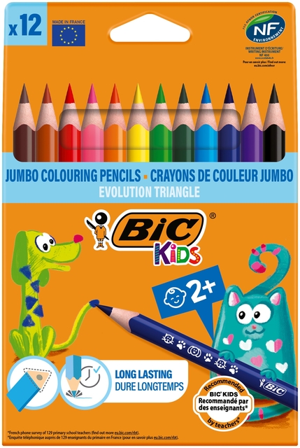 Crayons de couleur BIC Kids Evolution Triangle étui 12 pièces