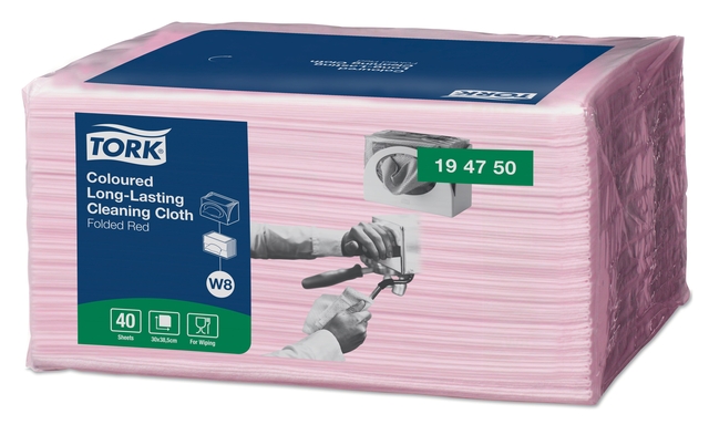 Chiffon de nettoyage Tork Premium W8 194750 1 épaisseur 40 feuilles rouge