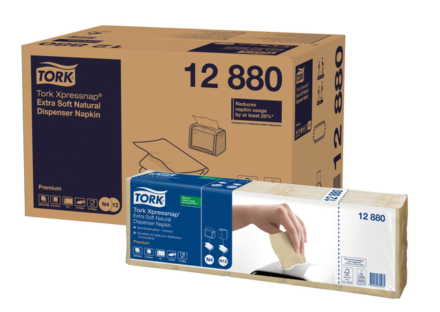 Servetten Tork Xpressnap® 1/2 vouw 2-laags 1000 stuks naturel 12880