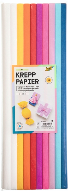 Papier crépon Folia 50x200cm 10 couleurs mélangées